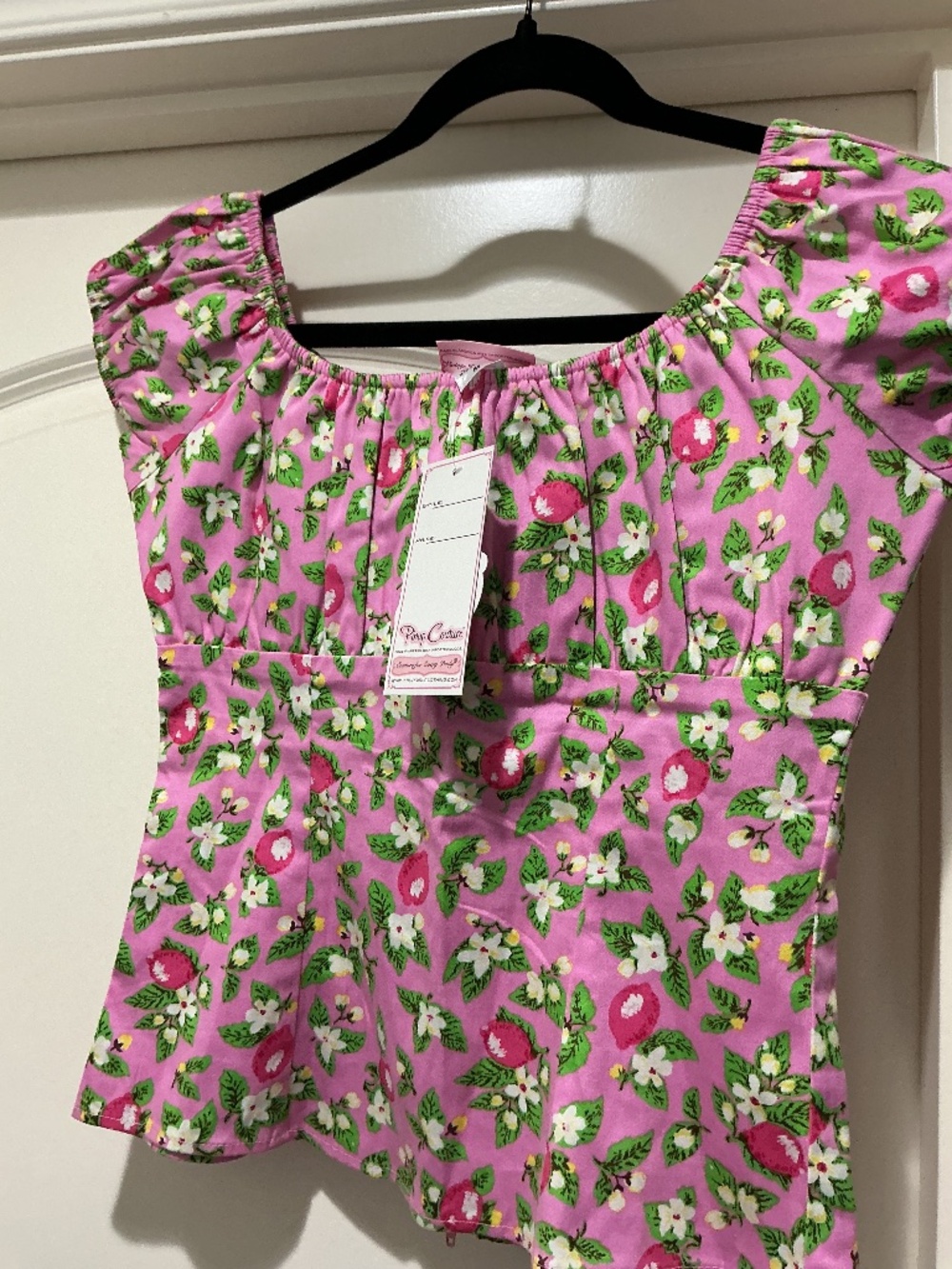 NWT Pinup Girl Clothing Pink Lemonade peasant blouse